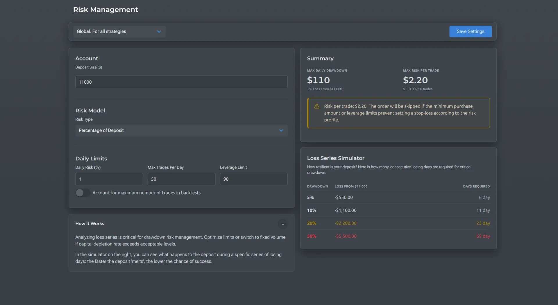 Veskald risk management calculator and position sizing tools — view 1 of 2